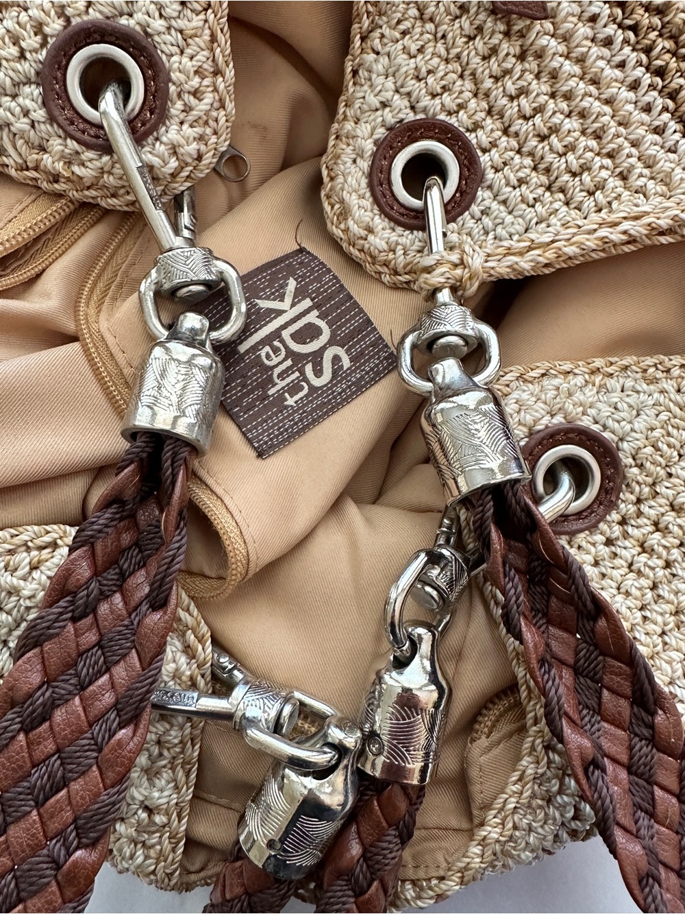 The Sak Tan Brown Woven Braided-Handle Hobo Shoulder Tote Bag - Picture 8 of 16
